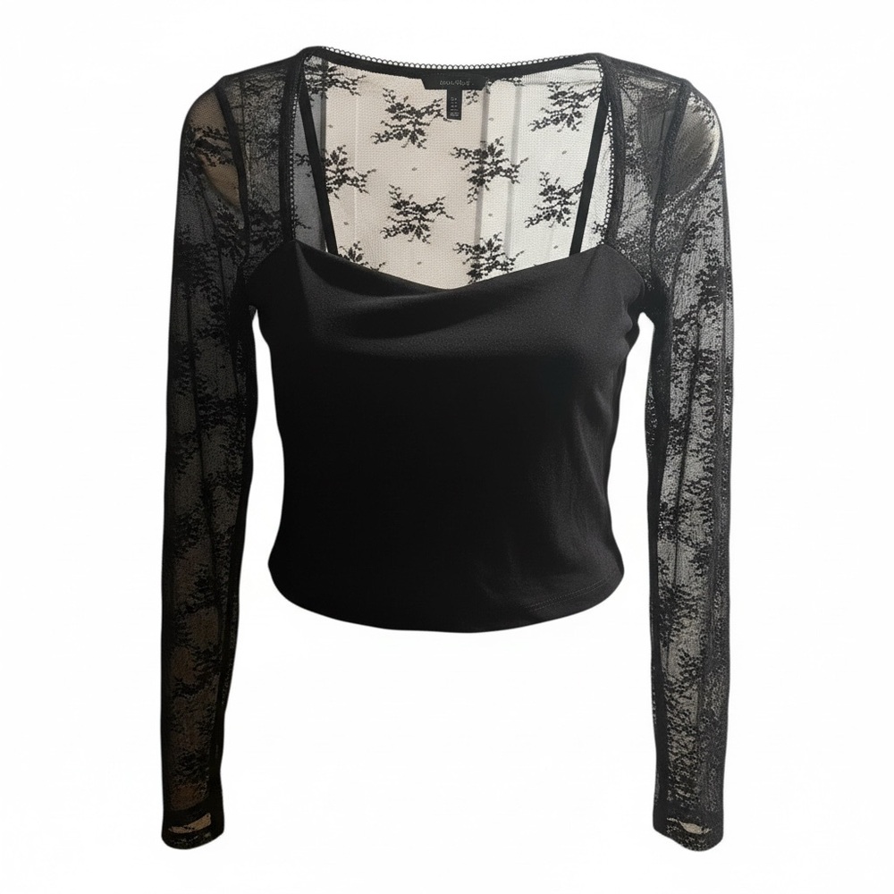 Abound Black Lace Top